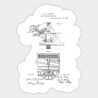 Grain Binding Machine Vintage Patent Hand Drawing Sticker